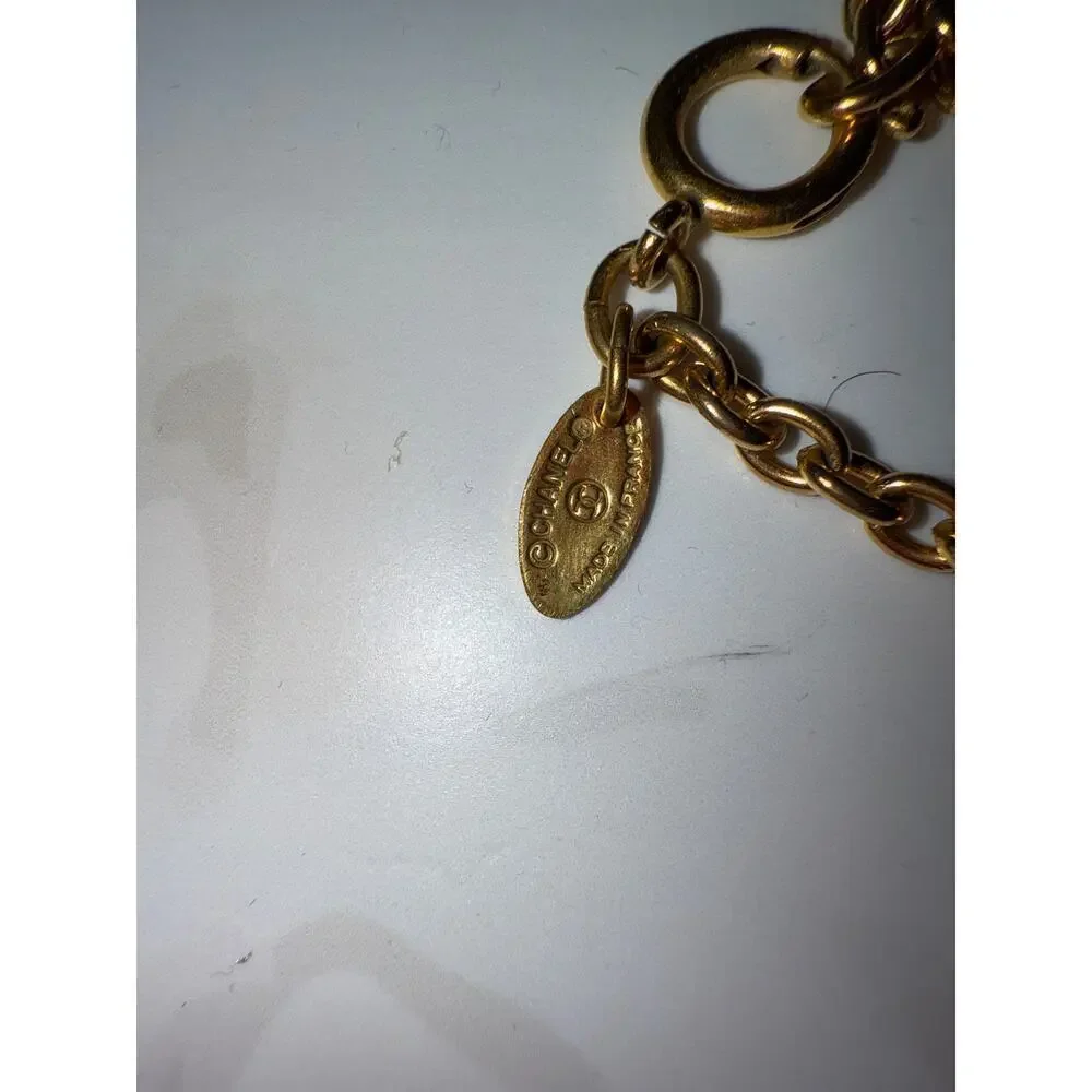 Chanel CC Sunburst Round Pendant Necklace - Gold-Tone